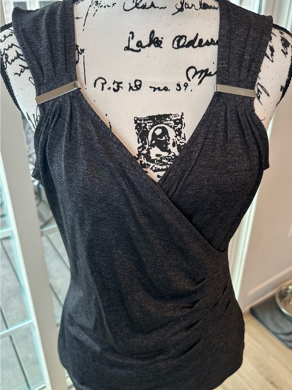 WHITE HOUSE BLACK MARKET-Charcoal Knit Tank. Large
